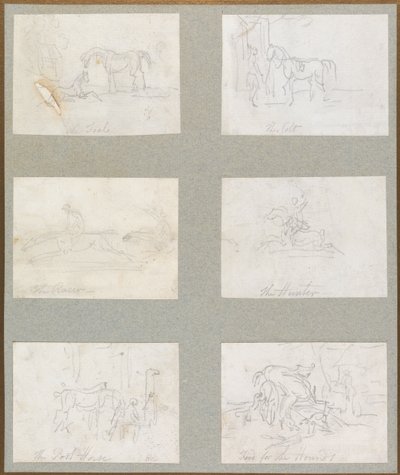 Ages of the Horse: The Foal, The Colt, The Racer, The Hunter, The Post-Horse, Food for the Hounds by Thomas Rowlandson